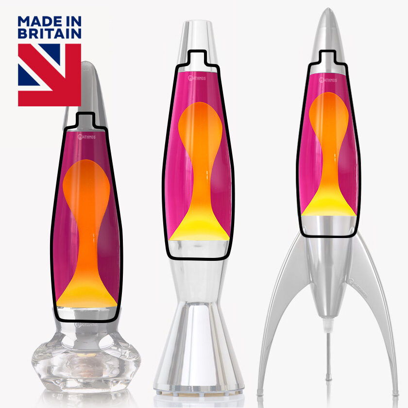 Bouteille de lampe à lave rose avec cire jaune et orange, compatible avec les modèles Astrobaby, Telstar et Evo