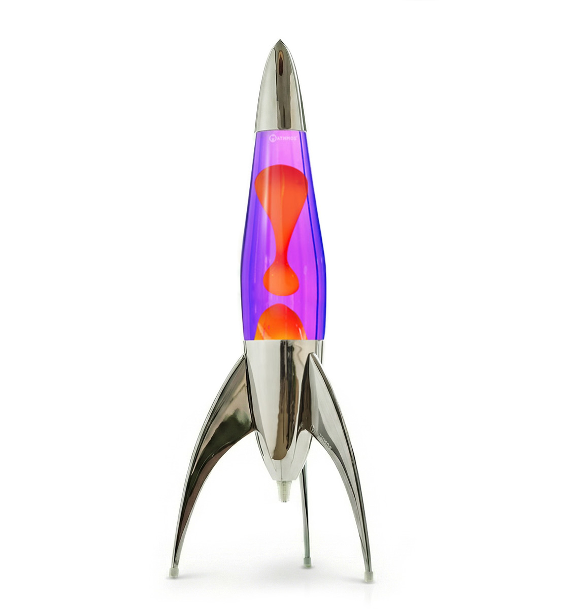 Lampe à lave argentée Mathmos Telstar avec lave orange
