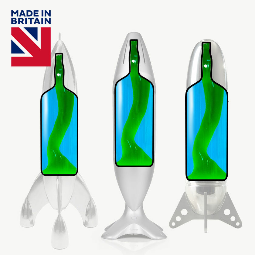 Bouteille de remplacement de lampe à lave avec liquide bleu et lave verte pour les lampes Mathmos iO, Rokit et Lunar