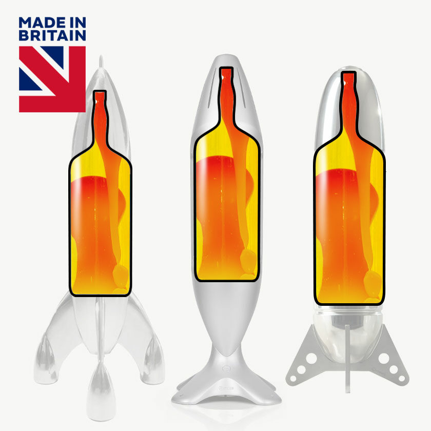 Bouteille de remplacement de lampe à lave avec liquide jaune et lave orange pour les lampes Mathmos iO, Rokit et Lunar