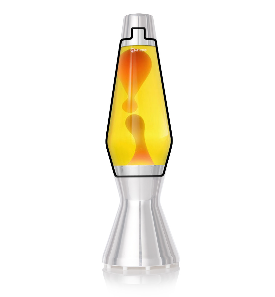 Bouteille de lampe à lave Mathmos Astro avec eau jaune et lave orange