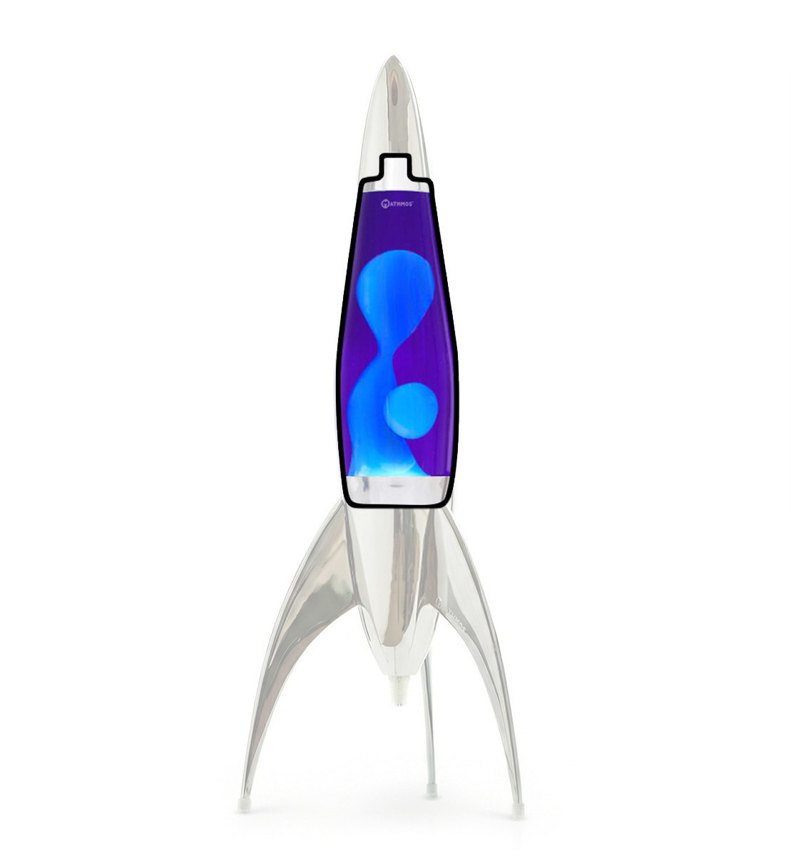 Bouteille de lampe à lave Mathmos Telstar avec eau violette et lave bleue